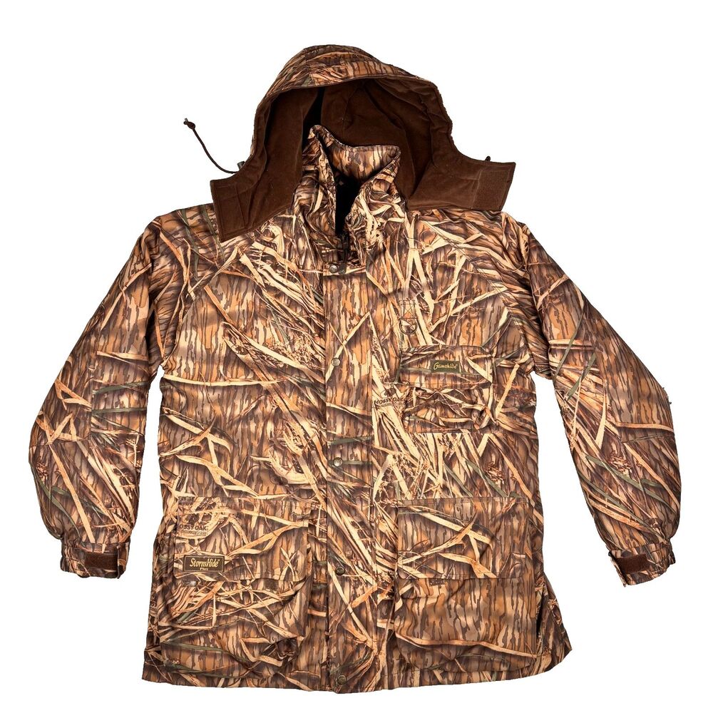 Gamehide Camo Hunting Jacket Men's L Lined‎ Hooded Mossy Oak Shadow Grass READ